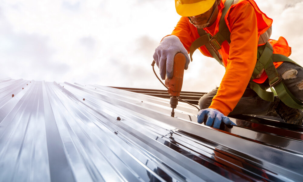 Worker Installing a Metal Roof in Summerville, SC